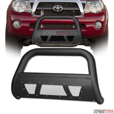 For 05-15 Toyota Tacoma Matte Blk Studded Mesh Bull Bar Push Bumper Grille Guard