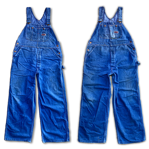 Pair Vintage 60s Big Mac Square Back Worn Overalls
