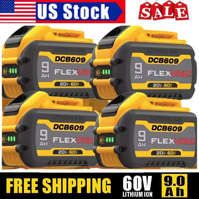 4Pack DEWALT FLEXVOLT 20V/60V MAX 9.0Ah Li-ion Battery DCB609-2 DCB612