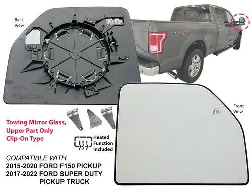 Tow Mirror Upper Heated Glass for 2015-2020 F150 17-22 SUPER DUTY Passenger Side