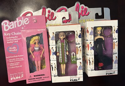 Barbie Schlüsselanhänger von Basic Fun Mattel Vintage 1995 - 3er Set Neu im Paket! L80