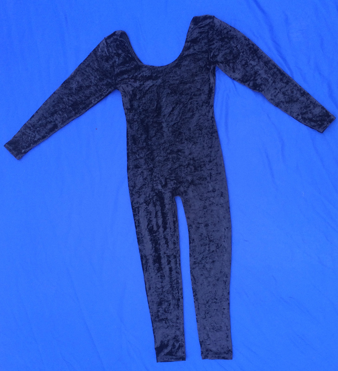 Navy Blue Unitard Crushed Velvet Cat Suit Dance Wear Gem