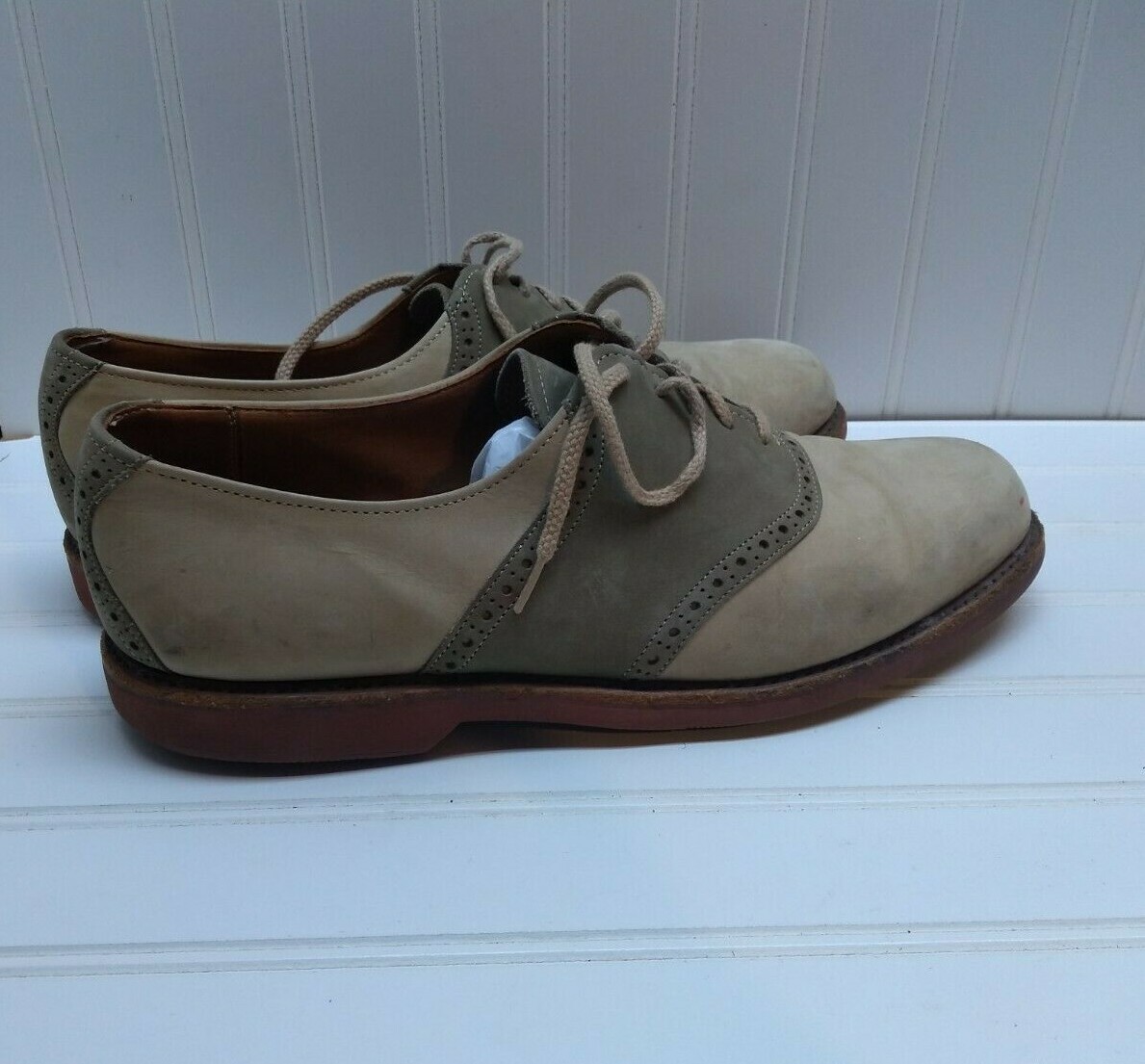 Cole Haan Men 10 D/B Tan Brown Leather Lace Up Saddle Oxford  display picture 1