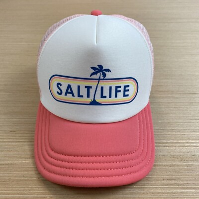 Salt Life Hat Womens OSFM Pink Strap Back Trucker Dad Cap Palm
