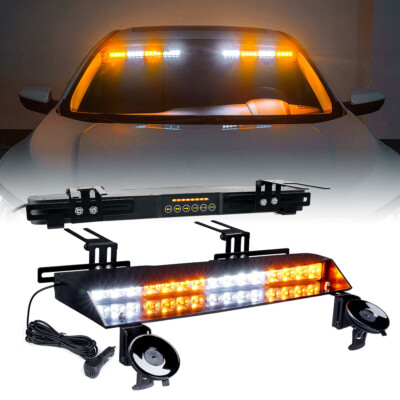 Xprite 32W Dual LED Visor Interior Windshield Strobe Lights Flashing Warn Amber