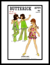 Butterick 5777 70's Sewing Pattern Groovy Pants or shorts set Pick 2  4  6  8