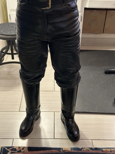 XElement Black Leather StraightLeg Motorcycle Pants 34 G2U