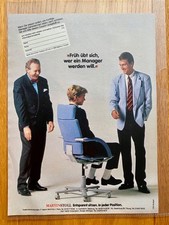 Früh übt sich wer ein Manager Martin Stoll Büro Stuhl1987 Vintage Ad Werbung