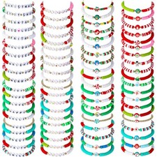 80 Pcs Christmas Bracelet Set Heishi Bracelet Colorful Clay Bead Friendship