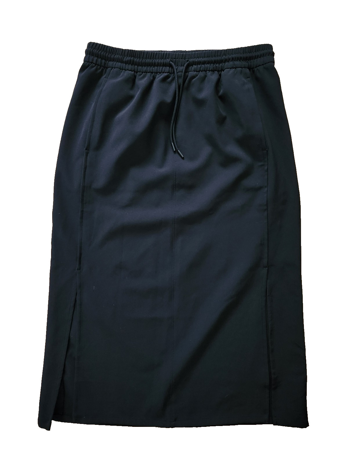 Athleta Medium Black Solid Stride Midi Skirt Stra… - image 1