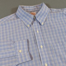 Brooks Brothers EST 1818 Madison Button Down Shirt Non Iron Men 16 33 Blue Plaid