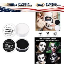 BOBISUKA Black and White Face Body Paint Kit Oil Based for Halloween Cosplay