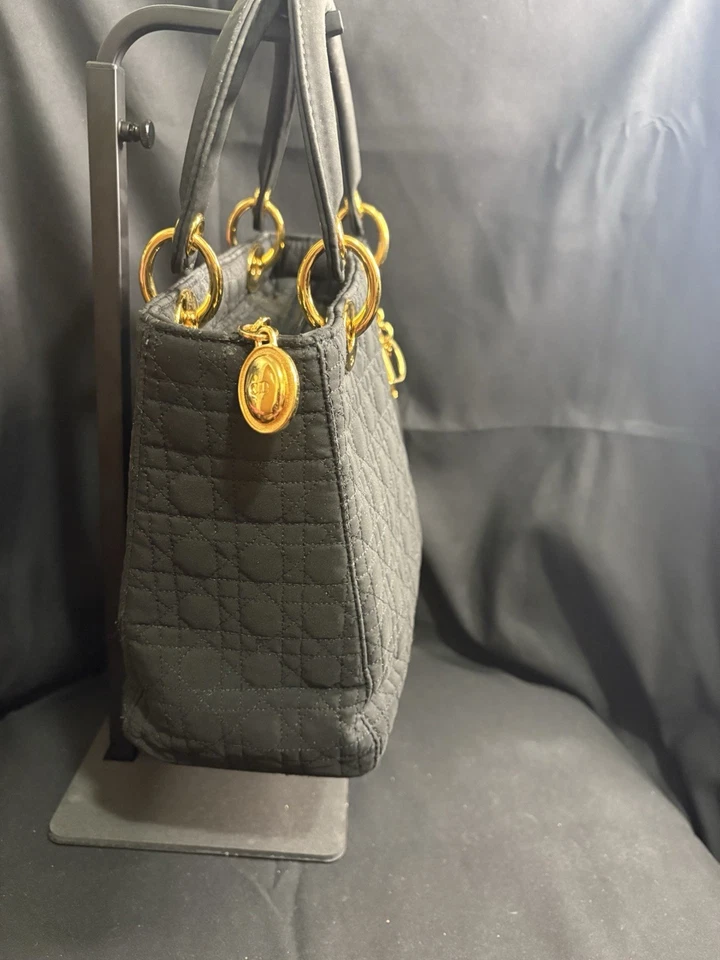 Bolso CHRISTIAN DIOR Negro CANNAGE Acolchado Lona Mini LADY DIOR Foto 3 de 4