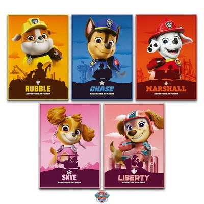 PAW Patrol Poster Set 5x A4 Chase Marshall Skye Rocky Geschenk Kinder