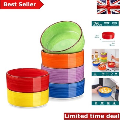 Vielseitiges 6-teiliges Steinzeug Müslischalen Set mit einzigartigem Rand Design