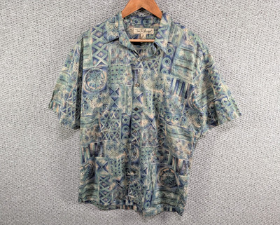 TORI RICHARD Honolulu Geometric Abstract Hawaiian Print USA Button Shirt M