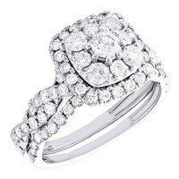 10K WeißGold Halo Verlobungsring Mit Band SolitäR Diamant Braut Set 1.70 Ct