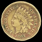 1863 Indian Head Cent - Antique United States of America 1c Penny Coin