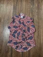 Rockmount Ranch Wear American Flag Western Pearl Snap Shirt Medium Made In USA