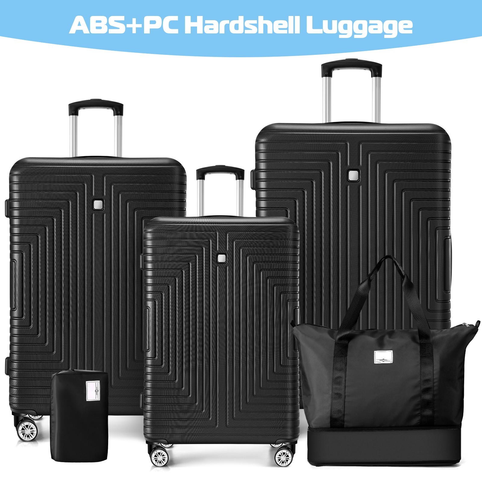 Luggage Sets 5/3 Piece, Suitcases with Wheels,  ABS+PC Hardshell Suitcase Set #
