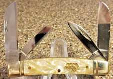 Love Birds, Congress Tan Marble Celluloid, 3-5/8", 4-Blades Vintage 2008 BLEMISH