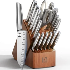 Kitchen Knife Set with Block 17 Pcs, Knife Block Set, Japanese High Carbon Stain