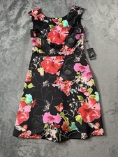 Adrianna Papell Dress Womens 8 Multicolor Floral Sleeveless Scuba Fit & Flare