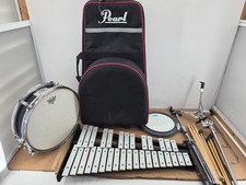 Pearl Educational Snare & Bell Kit w/ Rolling Case Percussion Set Great Cond