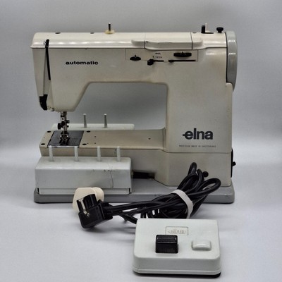 Vintage Elna Automatic Nähmaschine mit Fußpedal Switzerland Swiss mit Koffer.