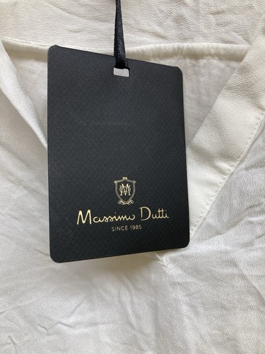 Massimo Dutti Blouse Women’s Medium Ivory V Neck Split Lightweight - Picture 4 of 7