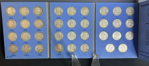 35 Franklin Half Dollar Set 1948–1963 Whitman 90% Silver  Coins Scrap Bullion