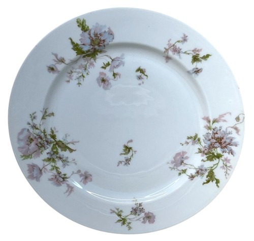 4 piatti da portata Haviland Schleiger 79 papaveri rosa blu Limoges Francia 9 5/8" - Foto 3 di 7