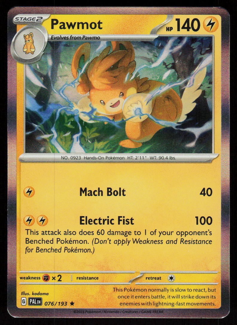 Pawmot 076/193 Rare Paldea Evolved Pokemon Holo Near Mint