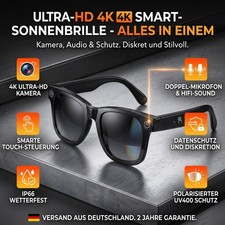 Smart AI-Brille Kamera 4K HD Bluetooth Sonnen...