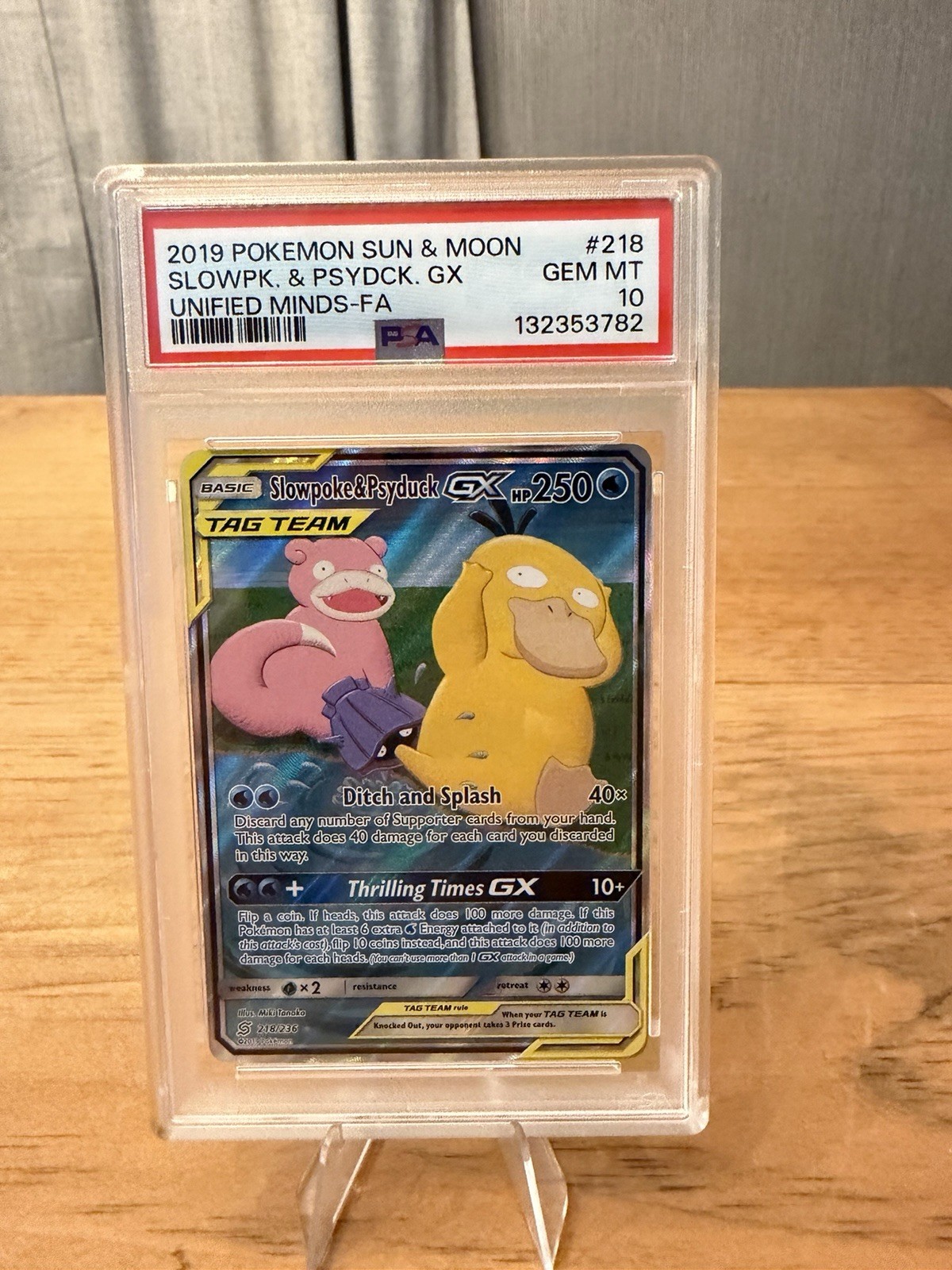 The Pokemon Company 2019 Unified Minds Slowpoke & Psyduck GX 218/236 PSA 10