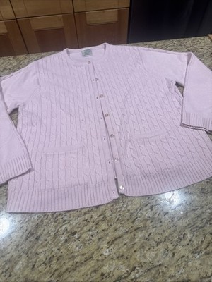 Cardigan Sweater Alison Dale  Small Petite White Acrylic Wintuk Button Down Nice