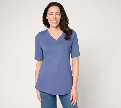 Gloria Vanderbilt Women's Top Plus Sz 2X Denim & Co. Essentials True Blue