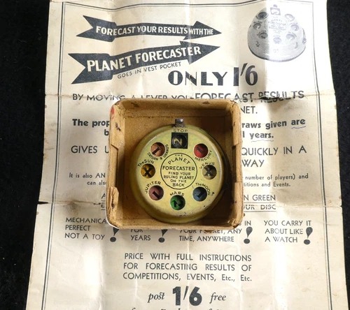 1920s William Twigg Planet Forecaster Zodiac Novelty Tinplate Spinning Disc
