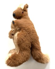 Real Fur Kangaroo Figurine Animal Plush/Hard With Joey VINTAGE 10  
