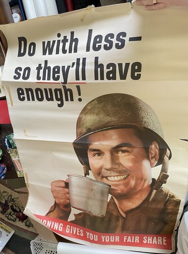 1943 WWII US Poster 'Do with Less So They'll Have Enough' No. 37 USA Propaganda