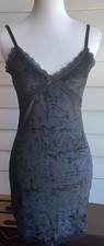 Whimsigoth Velvet Black Lace Trim Mini Slip Dress S Y2K Fairygoth Vamp Grunge