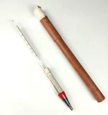 Antique German Tricolor Hydrometer & Protective Tube No. 1014519 Made in Germany