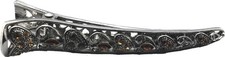 18899 - Heart Hair Clip w/Gold Stones - Clear-193