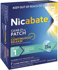 Nicabate Clear Patch, Quit Smoking Step 1, 21 mg, 7 Pack