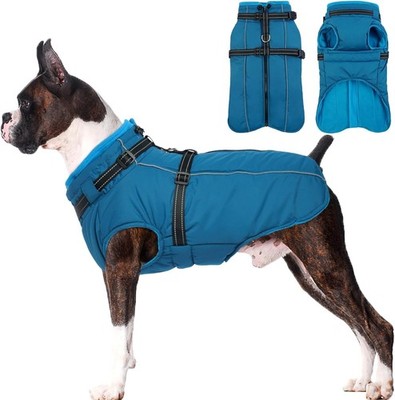 Lelepet Dog Coat for Large Dogs Waterproof Dog Jacket with Harness Built 