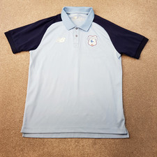 Cardiff City Mens Polo Shirt Medium Blue Football New Balance Training Pre Match