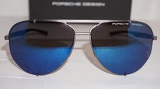 PORSCHE DESIGN New Sunglasses Aviator P8920 Titanium Grey Mirror 63 13 145