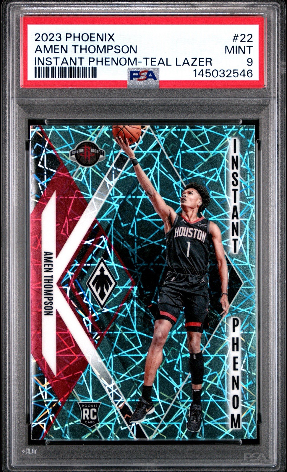 2023 Panini Phoenix #22 Amen Thompson Instant Phenom-Teal Lazer PSA 9