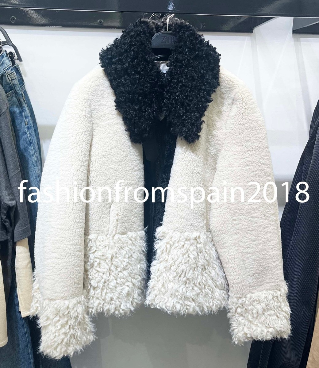 ZARA NEW WOMAN FAUX FUR PATCHWORK JACKET BLACK WHITE XS-XL 2969