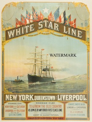 1884 White Star Line Poster Steam Ship  17 x 22'' PRODUCTION Premium Paper